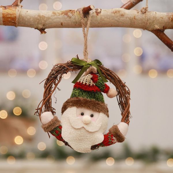 

rattan wreath tree hang pendant ornament christmas decor santa claus deer snowman doll decoration christmas tree pendant