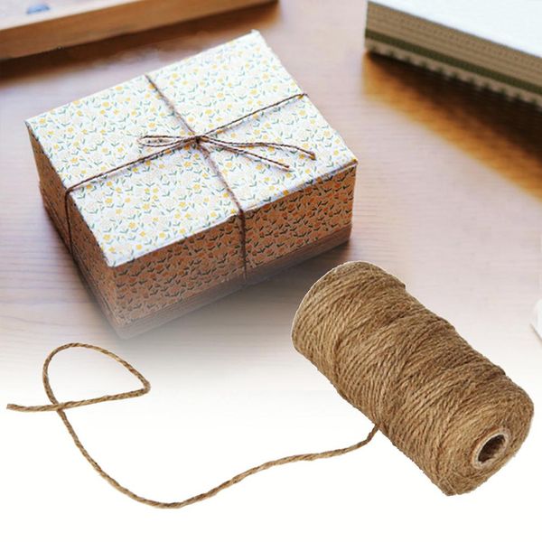 

горячие продажи 100 м мягкий природный diy подарок декор ремесло джутовый шпагат шнур потертый деревенский шнур, Black;white