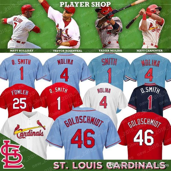 

46 Paul Goldschmidt Cardinals jerseys St. Louis 4 Yadier Molina 1 Ozzie Smith 25 Dexter Fowler Baseball
