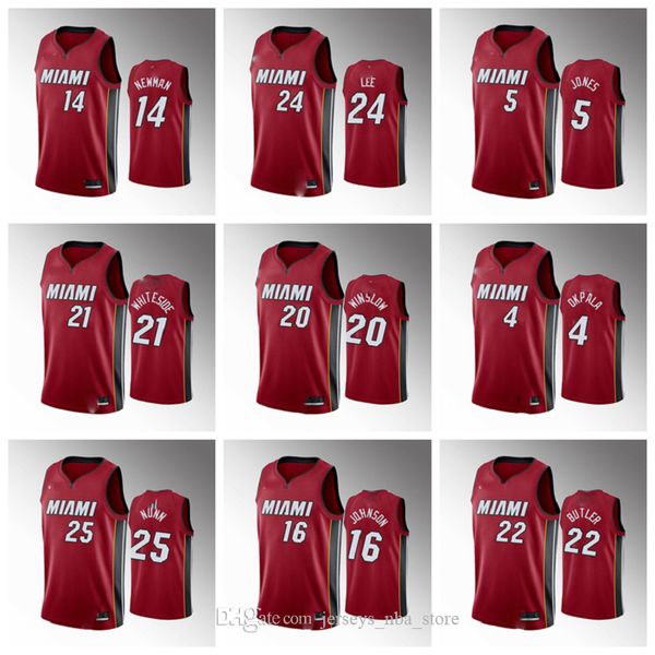 

miami heat men tyler herro red 2019-20 vicewave basketball jersey bam adebayo kendrick nunn jimmy butler goran dragic robinson, Black;red