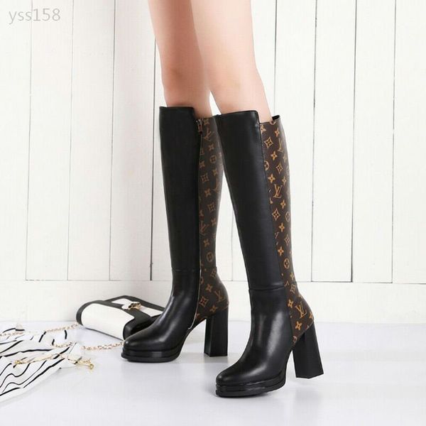 

2019 classic leather over-the-knee long women were thin and large size high boots plus velvet long women's boots factory direct sales, Black