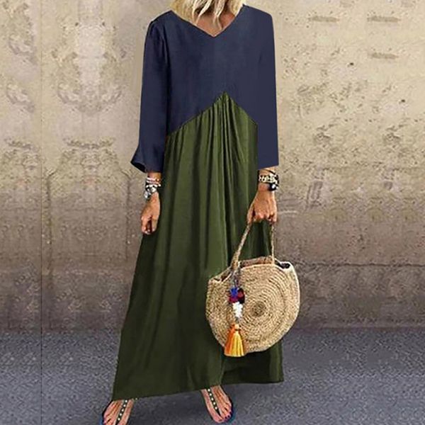 

autumn women dress ladies long sleeve hit color dress woemn casual loose plus size vestido fashion female long sleeve, Black;gray