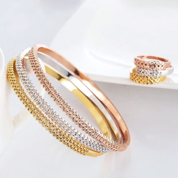 

simple geometric bangle bracelet ring sets fashion dubai silver bridal jewelry sets for women wedding brincos para as mulheres
