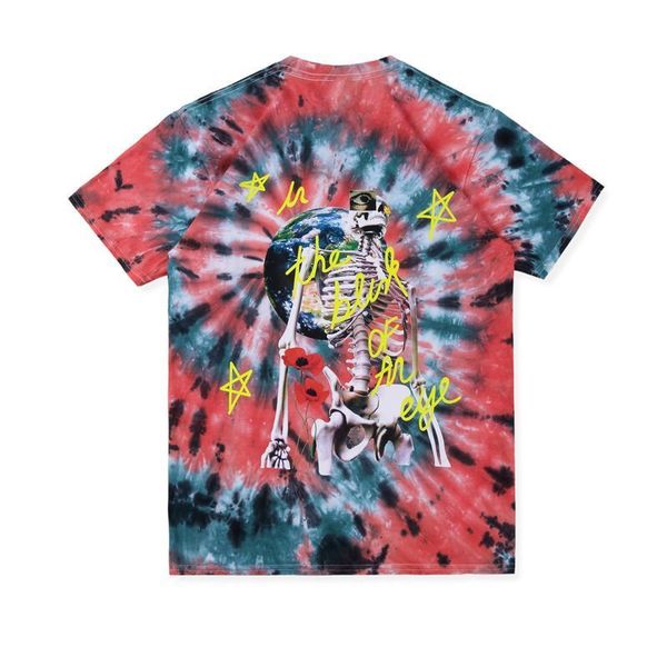 

19ss joint tie-dyed skeleton tee red fashion men women summer tee classic street skateboard casual short sleeves tee hfhltx014, White;black