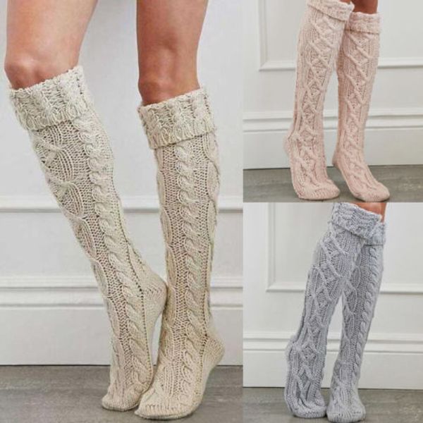 

new leg warm stocking womens winter knit crochet knitted leg warmers thigh high legging boot cover hot, Black;white