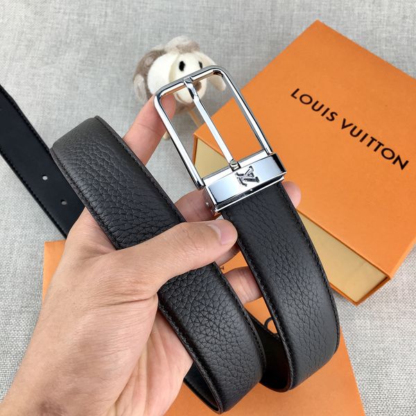 

designers belts mens fashion genuine leather belts for men gold silver pin buckle leather belts without box, Black;brown