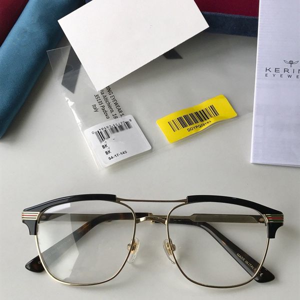 

new quality gg0241s eyeglasses frame 54-17-145 double-bridge metal+plank for younger prescription glasses full-set case oem outlet, Black
