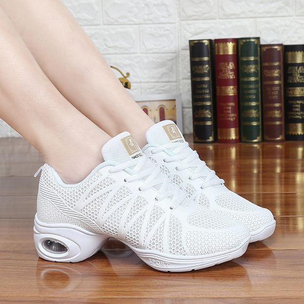 

2019 new style summer white dance shoes women's breathable soft bottom square dance shoe extra high jazz sailor shoes for, Black