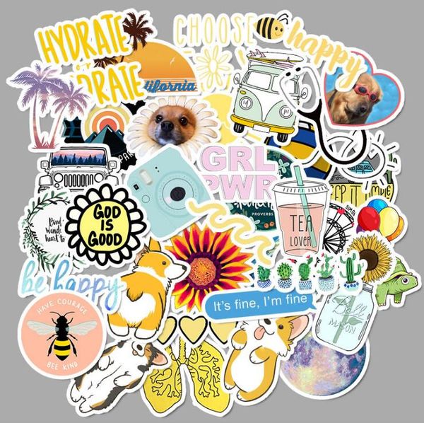 

50pcs ins style small fresh graffiti stickers auto motorcycle electric sticker luggage trolley scooter notebook doodle car stickers