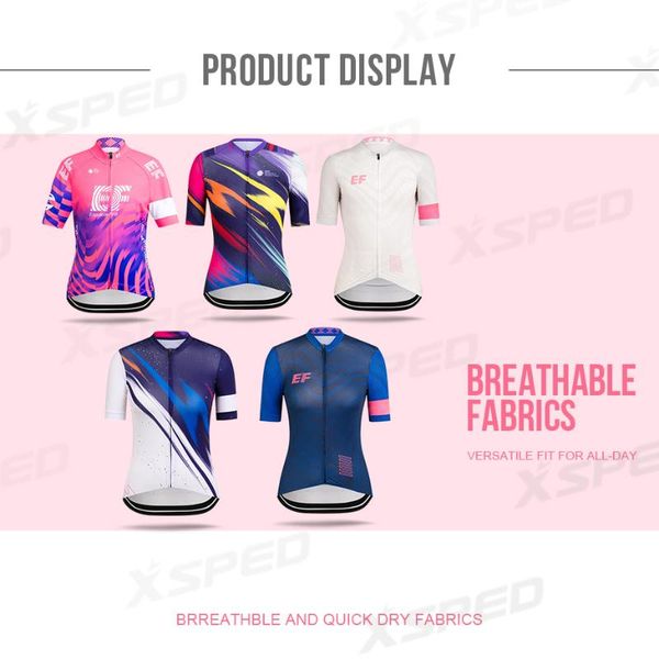 

new women cycling jersey short sleeve 2020 road bike shirt ef pro team summer bicycle race breathable quick dry mtb uniform, Black;red