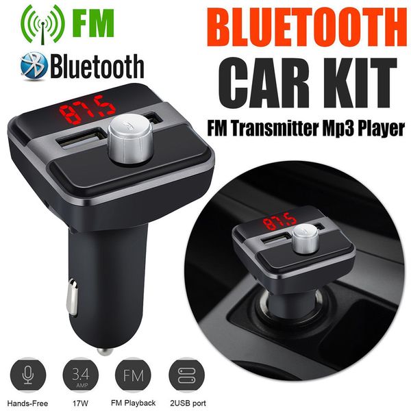 

omeshin wireless bluetooth car mp3 player dual usb charger car audio modulator lcd 2 usb hands call apl26