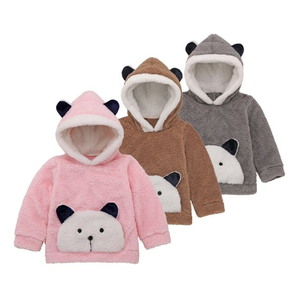 

autumn winter kids coat hooded boys girls jacket cute cartoon bear for baby 6 months to 3 years old, Blue;gray