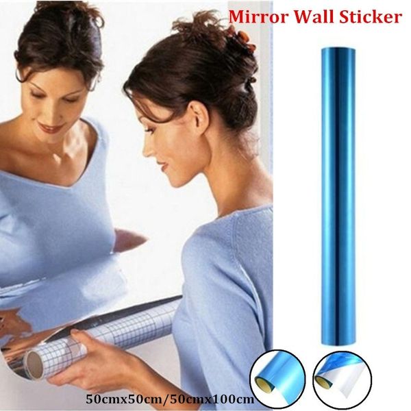 

mirror tile wall sticker square self adhesive room bathroom decor stick on art hot