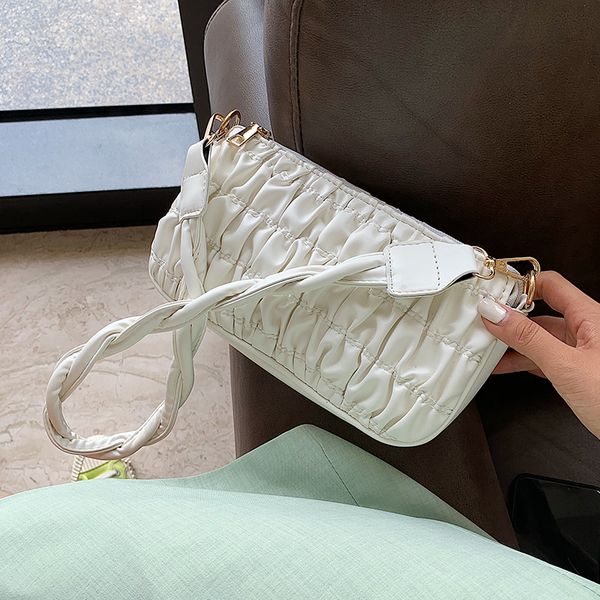 

shoulder belt pu leather crossbody bags for women elegant folds shoulder handbags female messenger bag