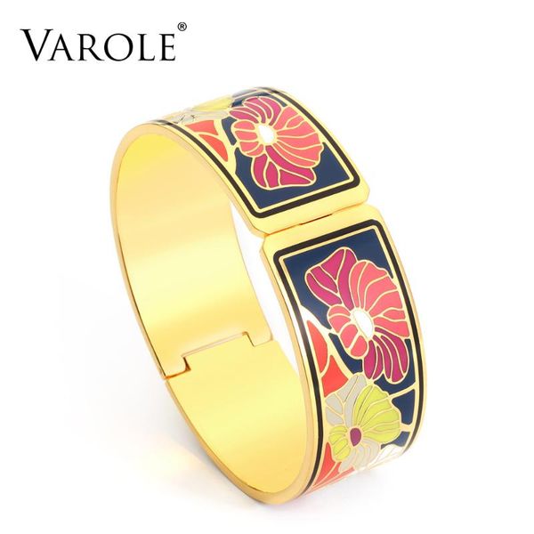 

varole color design pattern gold opening enamel bracelet bangle for women colorful cuff bangles ethnic jewelry, Black