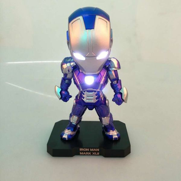 

toy gift model new teen gift iron man iron man ace q edition blue iron man mk42 lightable box model decoration