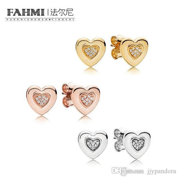 

pandora 100% серебро гламурная 267382cz 287382cz 297382cz очарование серьги оригинальный женщины свадьба мода ювелирные изделия 2018, Golden;silver