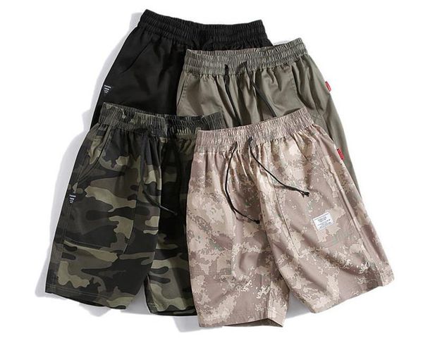 

mens summer camouflage cargo pants loose plus size pocket drawstring homme shorts fashion relaxed casual clothing, White;black