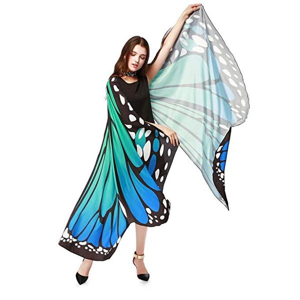 

new egypt belly wings blue butterfly egypt dance costume performance prop colorful no sticks accessory, Black;red