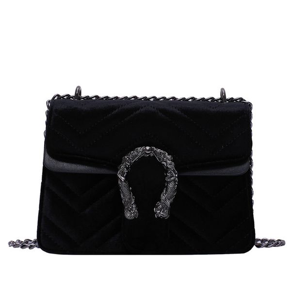 

luxury handbags women bags designer vintage velvet clutch purse shoulder bag small crossbody bag for women 2019 bolsa feminina, Black