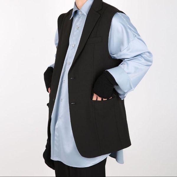 

мужчины ретро мода повседневный костюм жилет пальто мужской япония корея уличная одежда karajuku блейзер жилет куртка, Black;white