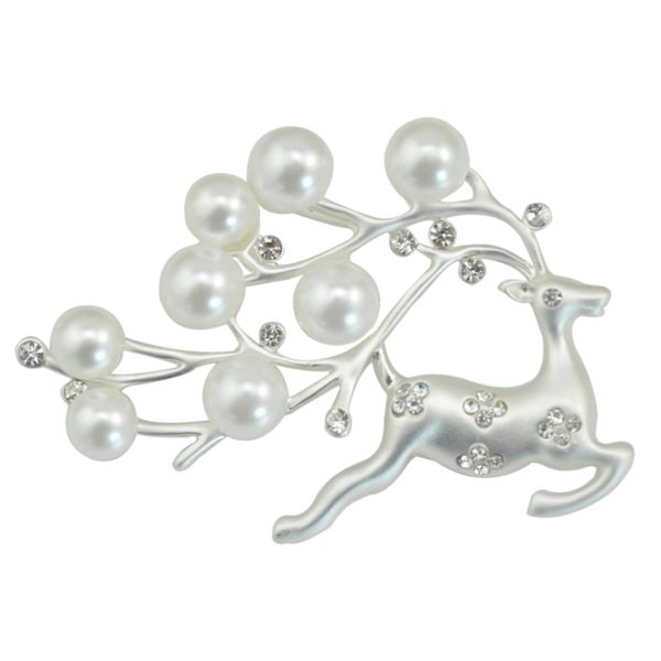 

2019 new trend designer selling explosions high-grade pearl deer brooch christmas gifts europe and the united states popular brooch, Gray