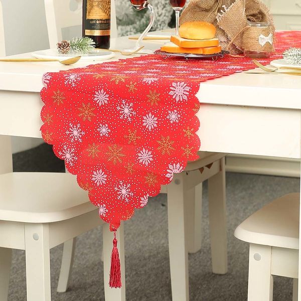 

180*35cm snowflake deer letter linen printed tablecloth christmas ornaments table flag placemat new year home decoration 62658
