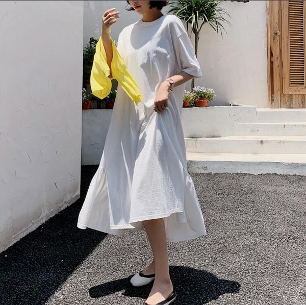 

2019 new brand summer maternity dress woman casual ruffles sleeve large size dresses pregnant woman dress md-01408, White