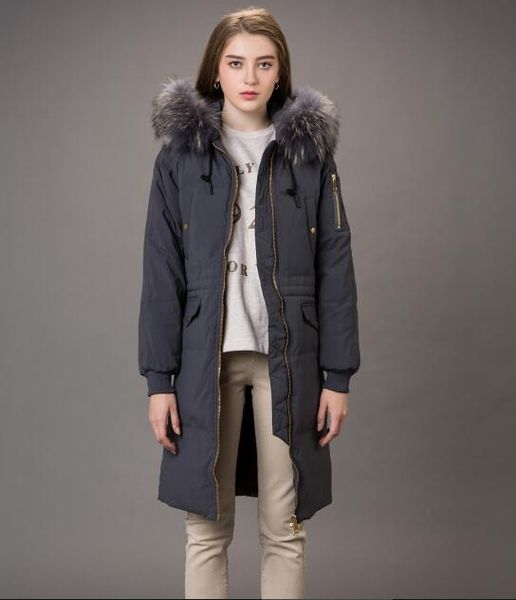 

korean women's clothing winter thick warm coats mid long womens down coats with hooded fur loose winter coat women down parkas, Black