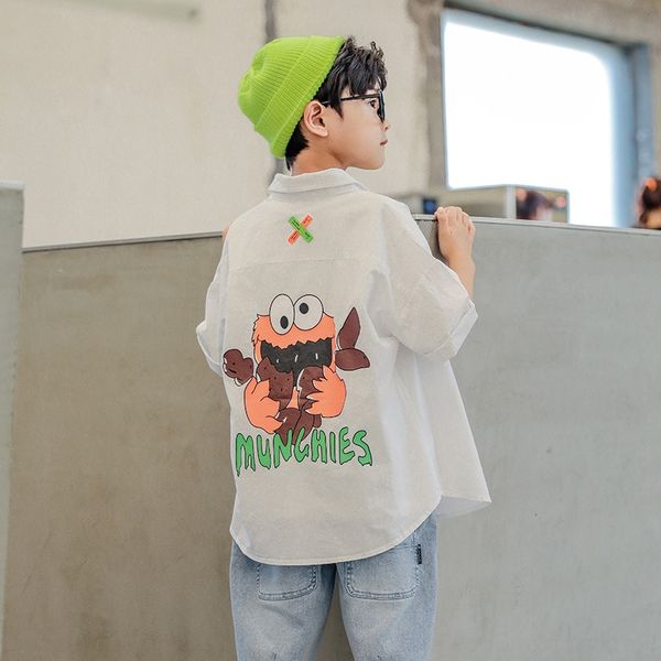 

boys' short-sleeved white shirt 2020 boys' foreign style white shirt casual children's thin, White;black