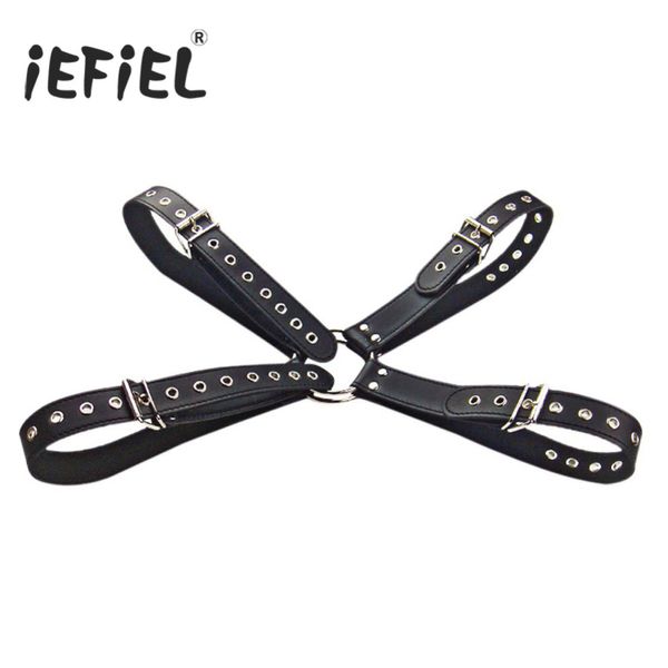 

iefiel men's lingerie bondage pu leather belt body chest harness gay buckles fetish costumes party clubwear adults top, Red;black