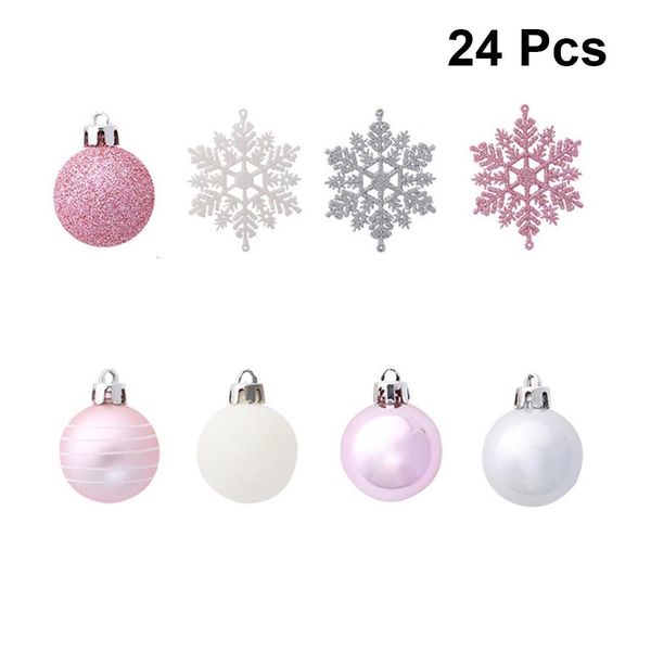 

24pcs christmas balls adorable different silver pink grind hanging christmas tree ornament for home new year party decorations y191104