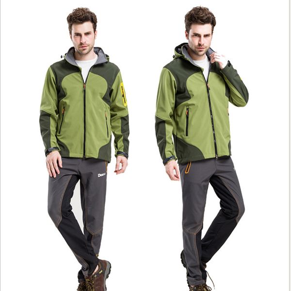 

outdoor sports camping hiking men's jacket soft shell thermal coat winter waterproof wear-resistant for climbing windbreaker, Blue;black