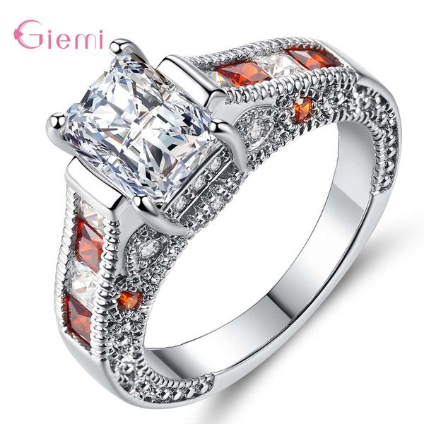 

nice price real 925 sterling silver retro fashion cubic crystal paved engagement rings for women girl lover jewelry, Slivery;golden