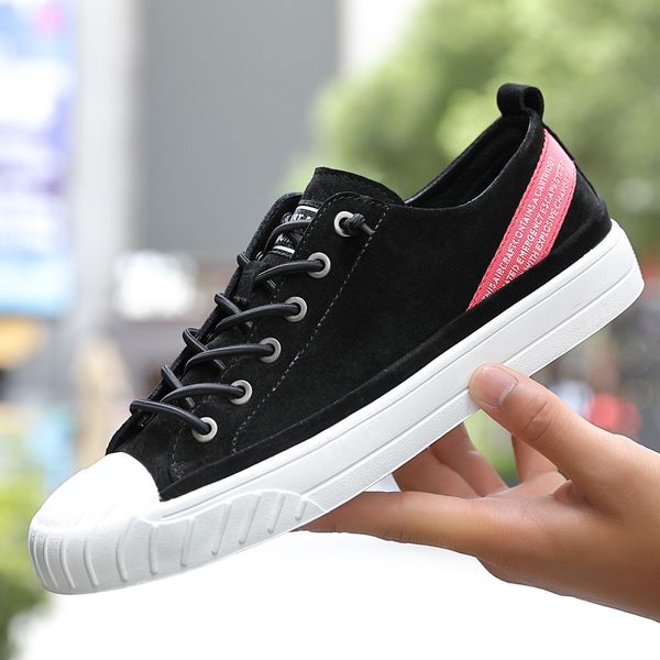 

new arrival men designer sneakers hard-wearing flats shoes for men brand lace up man footwear leather shoes, Black