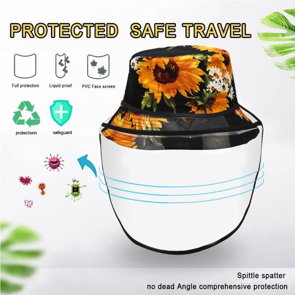 

sunflower print hats for women anti-spitting protective hat dustproof cover fisherman cap hat chapeau femme summer, Blue;gray