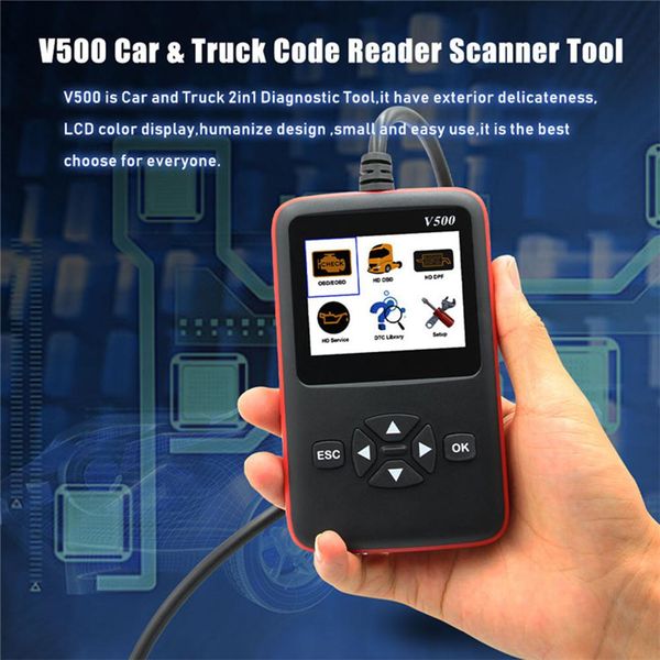 

v500 obd2/eobd car diagnostic tool fault reading card detector diesel vehicle automoble diagnostic engine scanner repair tools