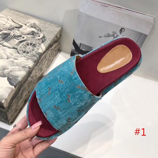 

fashion quality 2020 designer sandals women platform slipper canvas wide strap slide gear bottoms non-slip flip flops summer beach slipper, Black