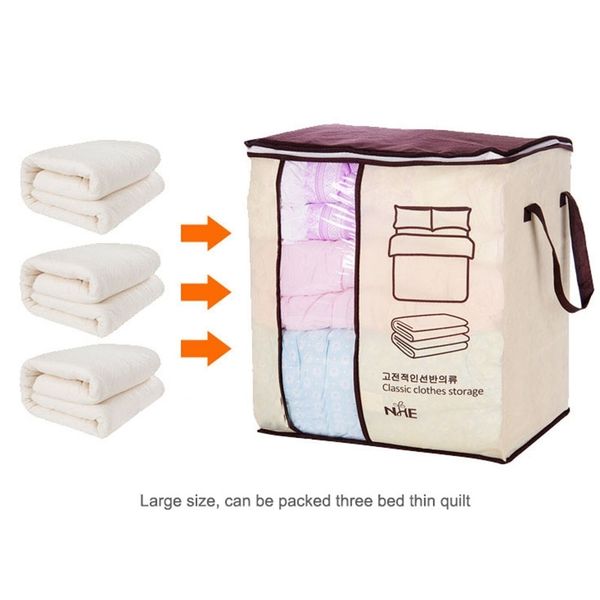 

4pcs foldable storage bag organizers, waterproof anti-mold moisture proof clothes storage for blanket comforter bedding, close
