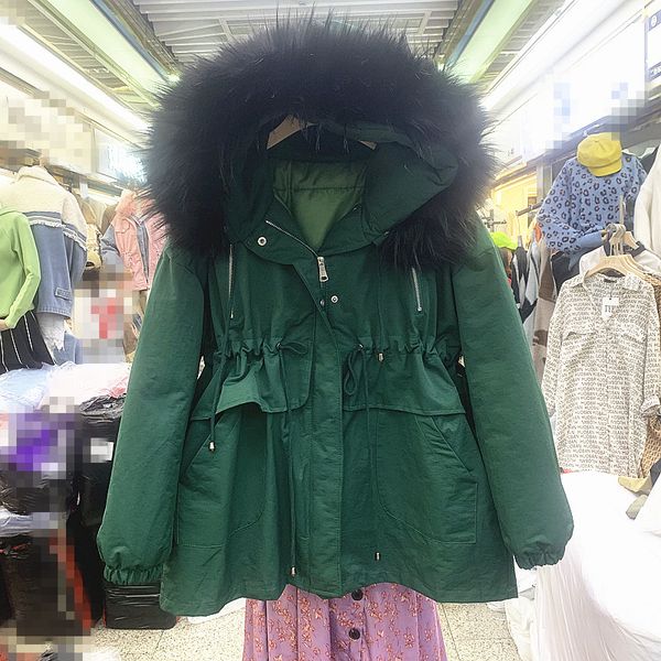 

female down cotton coat 2019 new winter korean big fur collar thicker padded coat women parka jacket students overcoat, Black