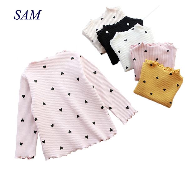 

children's casual long sleeve t shirt love-heart baby girls 2019 autumn kids bottoming clothes, Blue