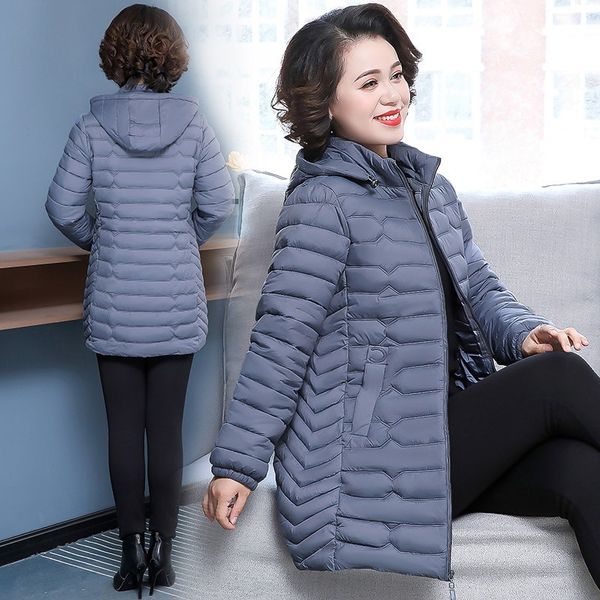 

short-height mom winter cotton-padded clothes mid-length padded coat 2019 new style middle-aged women's western style warm cotto, Blue;black
