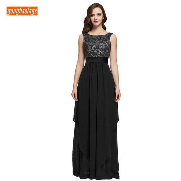 

элегантный черный женщины длинные вечерние платья 2019 темно-синий формальное вечернее платье шифон кружева zipper slim fit дешевые синий ве, White;black