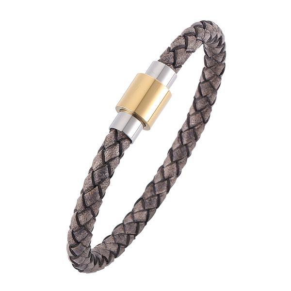 

new bracelet version of tide leather jewelry men's braided rope jewelry custom simple and elegant accessories individual fashion, Golden;silver