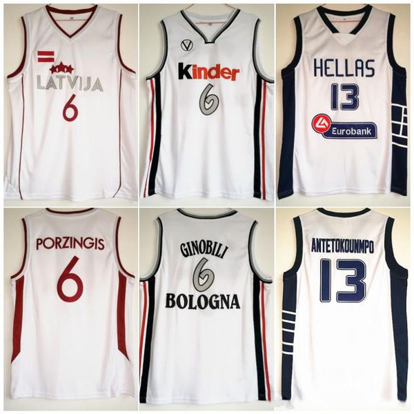 #13 Giannis Antetokounmpo Hellas Trikot #6 Manu Ginobili Kinder Basketball -Trikot