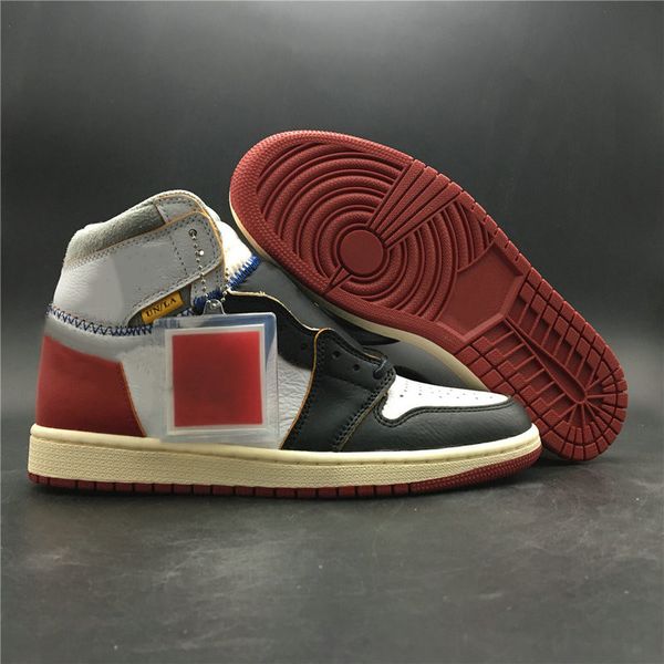 

high version 1 nrg un union white black varsity red wolf grey man basketball shoes fashion black toe sport trainers with box