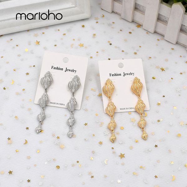 

exaggerate metal long conch tassel drop earrings gold silver color shell geometric earrings women fashion jewelry accessories
