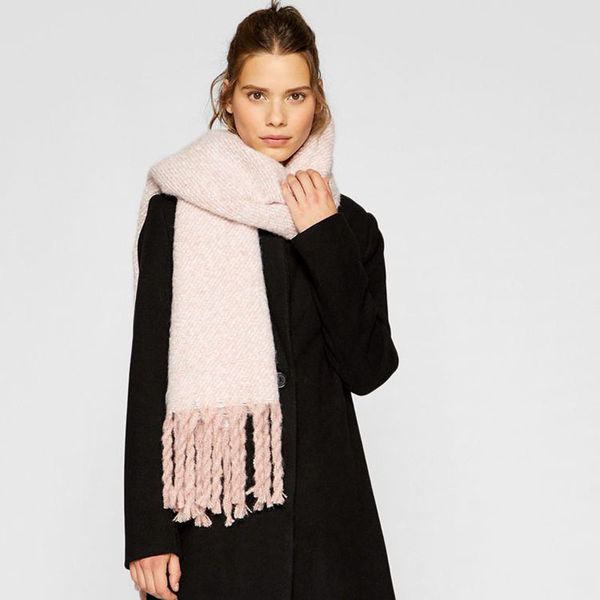 

lakysilk] new 2018 solid cashmere scarf women long tassel female shawls ladies pink thick warm scarves & wraps