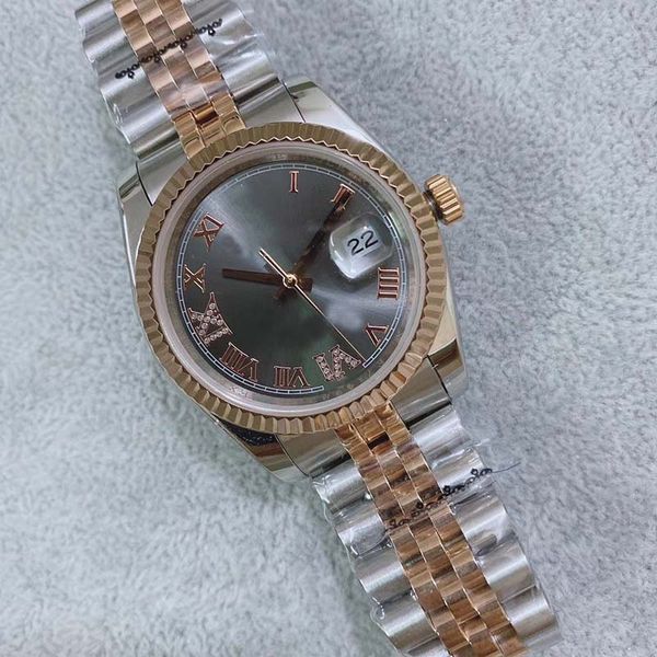 

36 mm u1 automatic movement women watch gray face sapphire crystal 316 stainless band watch, Slivery;brown