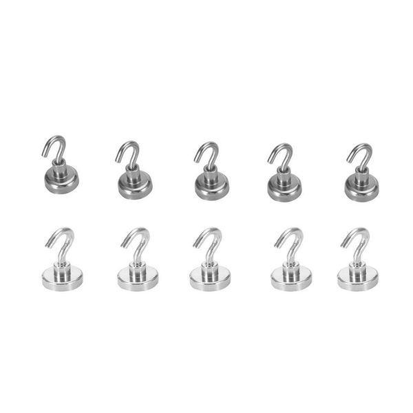 

10pcs silver heavy duty magnetic hooks indoor outdoor magnetic hanger hanging hooks set